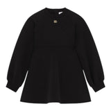 DOLCE & GABBANA abito tinta unita con logo Nero per Bambina L5JD3J NERO DOLCE & GABBANA 