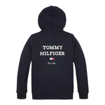 TOMMY HILFIGER felpa con zip e cappuccio tinta unita con logo Blu per Bambino KB0KB08710 BLU TOMMY HILFIGER 