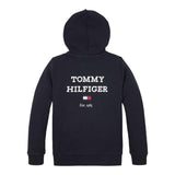 TOMMY HILFIGER felpa con zip e cappuccio tinta unita con logo Blu per Bambino KB0KB08710 BLU TOMMY HILFIGER 