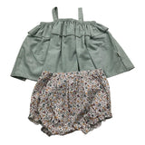 Teddy E Minou 2-teiliges Set Shirt-Hosen Grün für Baby Mädchen