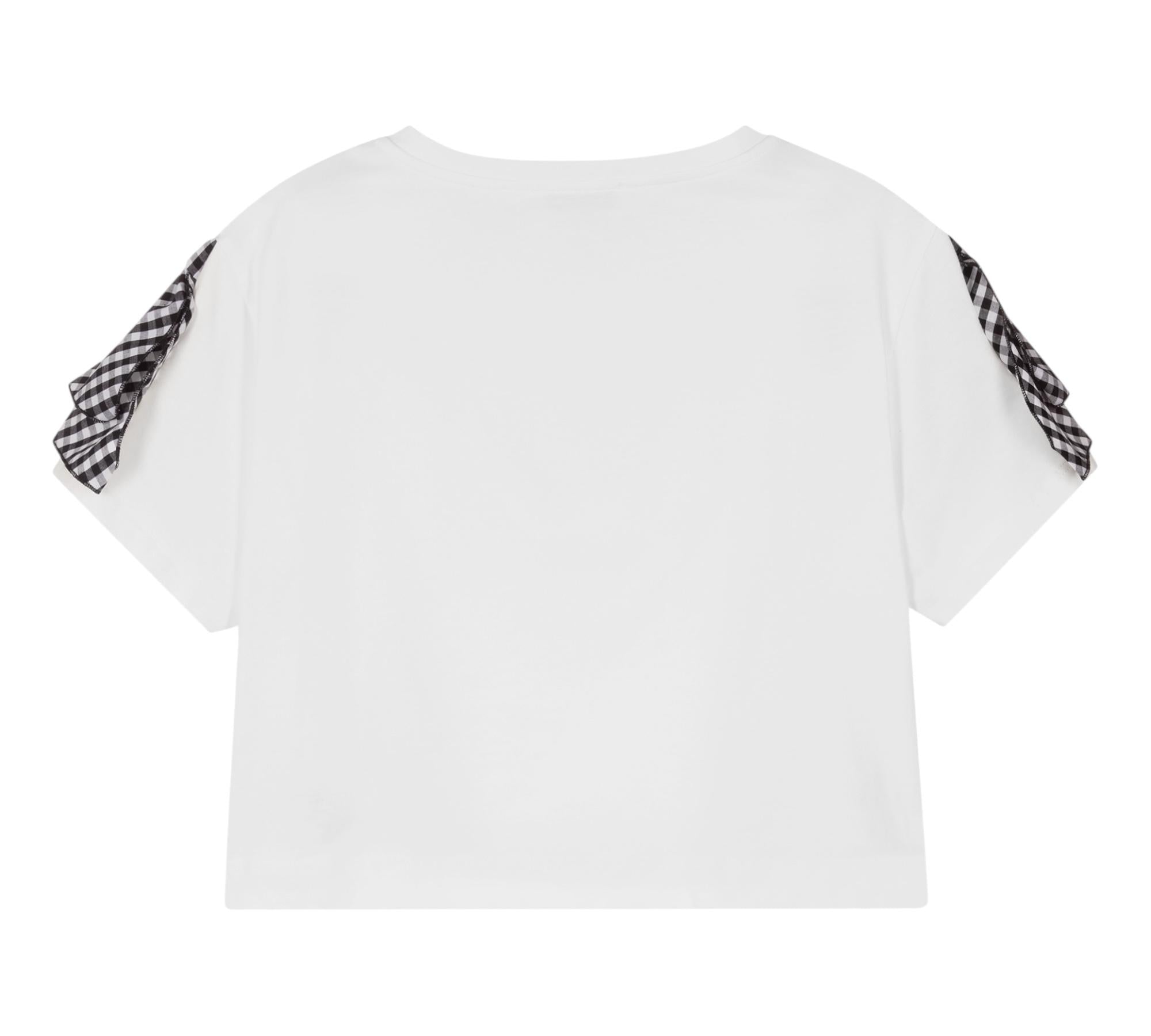 Monnalisa T-Shirt Girocollo Tinta Unita con Stampa Cuore per Bambina 119605 BIANCO MONNALISA 