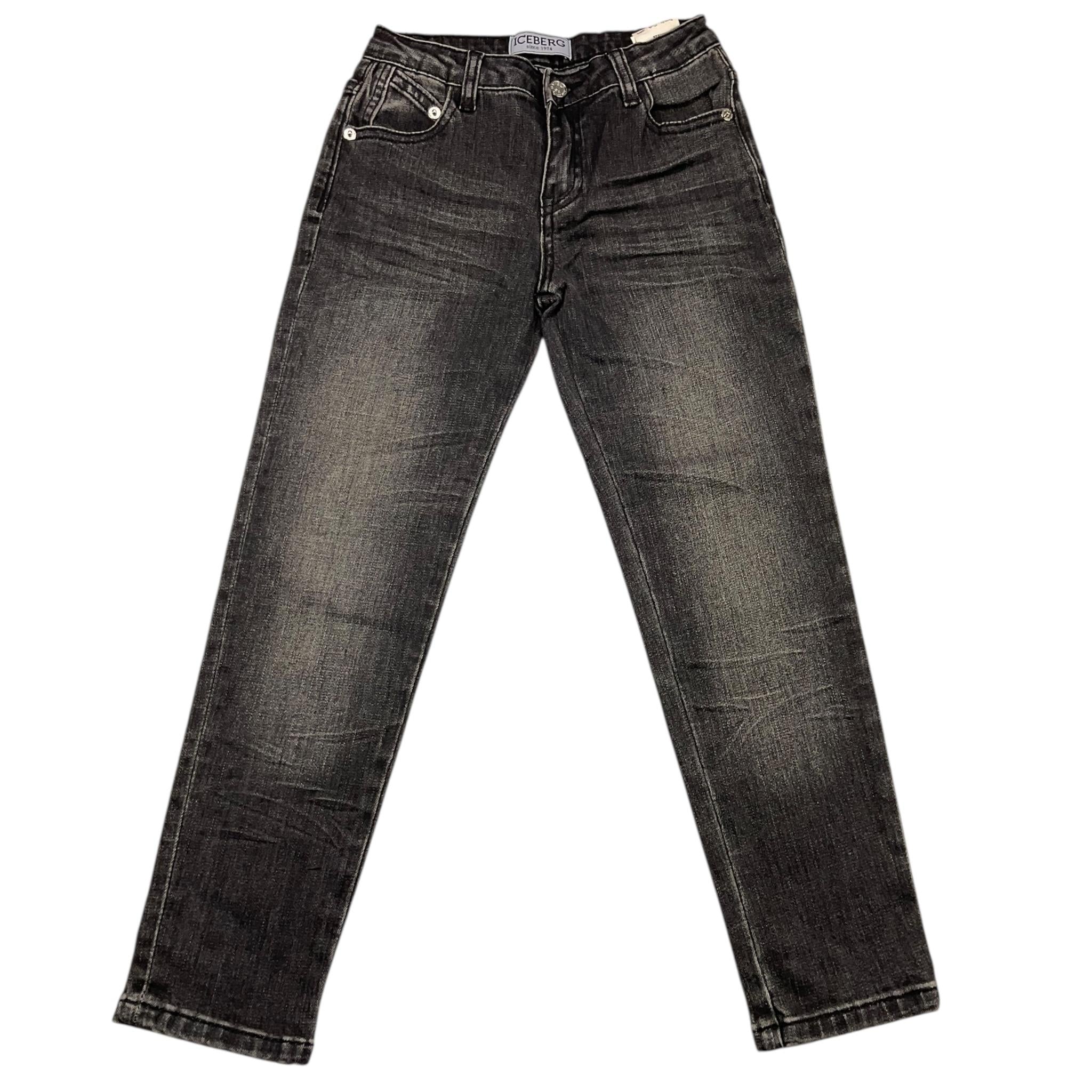 ICEBERG jeans tinta unita con logo e girovita regolabile Nero per Bambino PTICE5303B NERO ICEBERG 