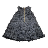Mimisol Schwarzes, einfarbiges, ärmelloses Kleid mit Applikationen für Mädchen