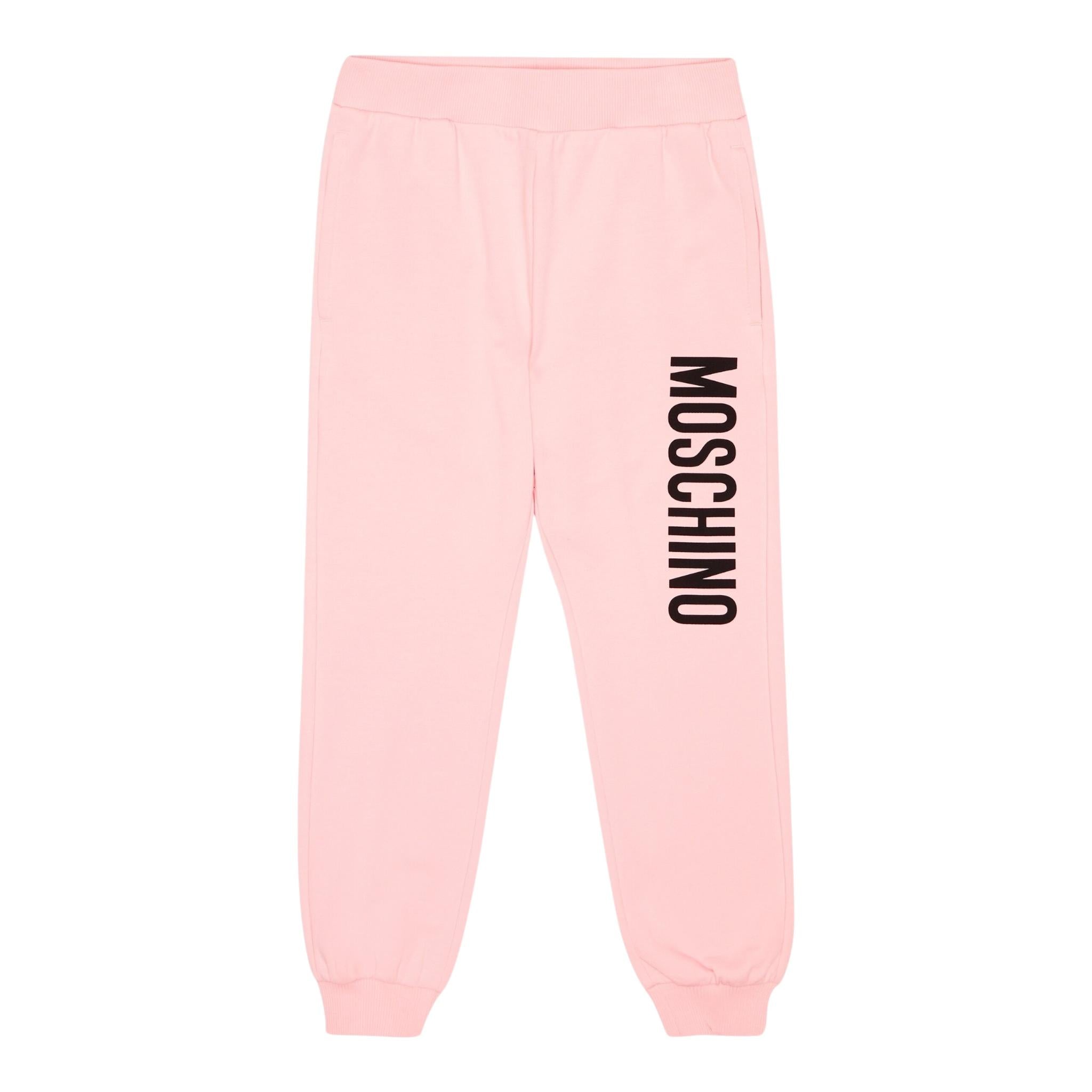MOSCHINO pantalone tuta tinta unita con stampa logo Rosa per Neonata MUP058A ROSA MOSCHINO 