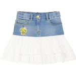 Monnalisa Gonna Tinta Unita con Girovita Regolabile per Bambina 199700 AZZURRO/BIANCO MONNALISA 