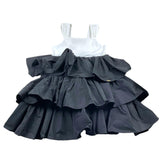 Liu Jo Zweifarbiges Kleid mit Rüschen-Armausschnitten Weiß/Schwarz für Mädchen