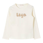 Liu Jo Shirt Tinta Unita Girocollo con Brillantini per Neonata KF4069X PANNA LIU JO 