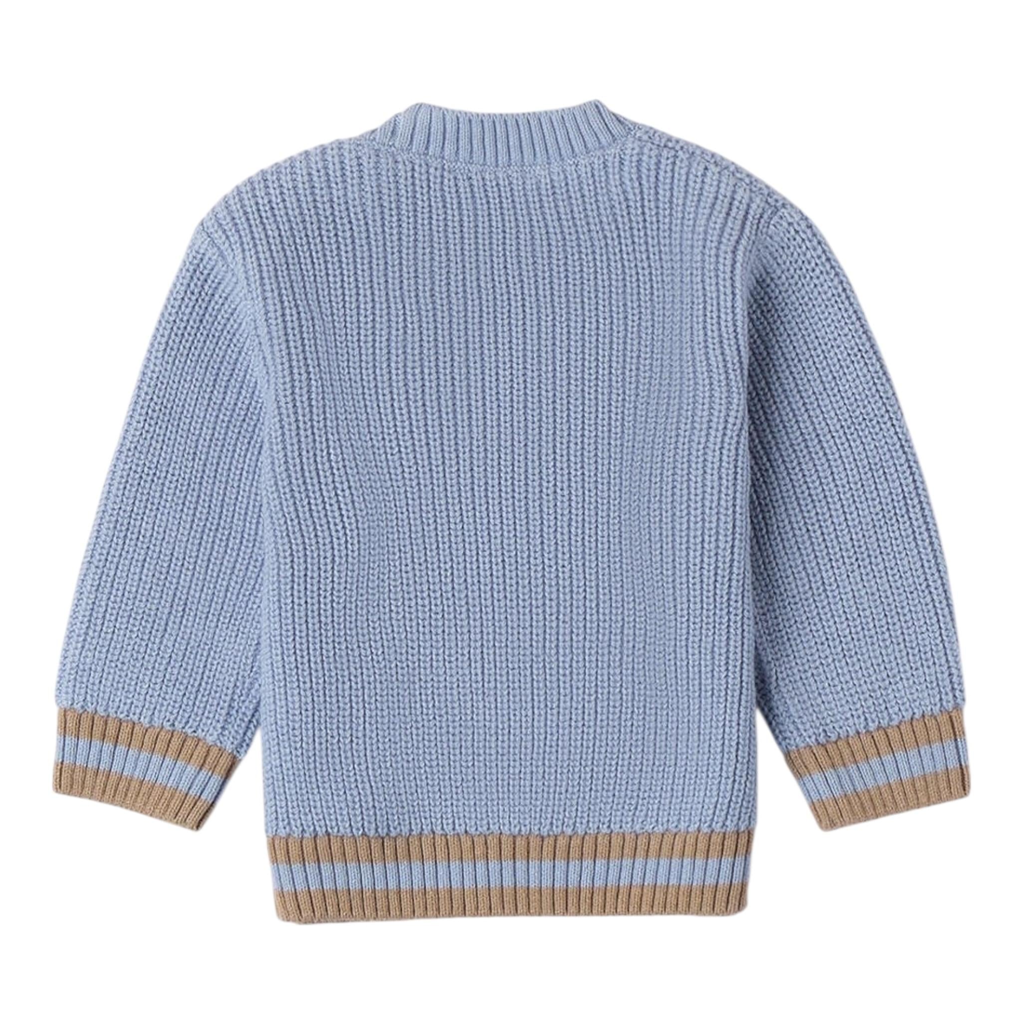 MINI BANDA maglia tinta unita con profili in contrasto Azzurro per Neonato 3A669XX AZZURRO MINI BANDA 