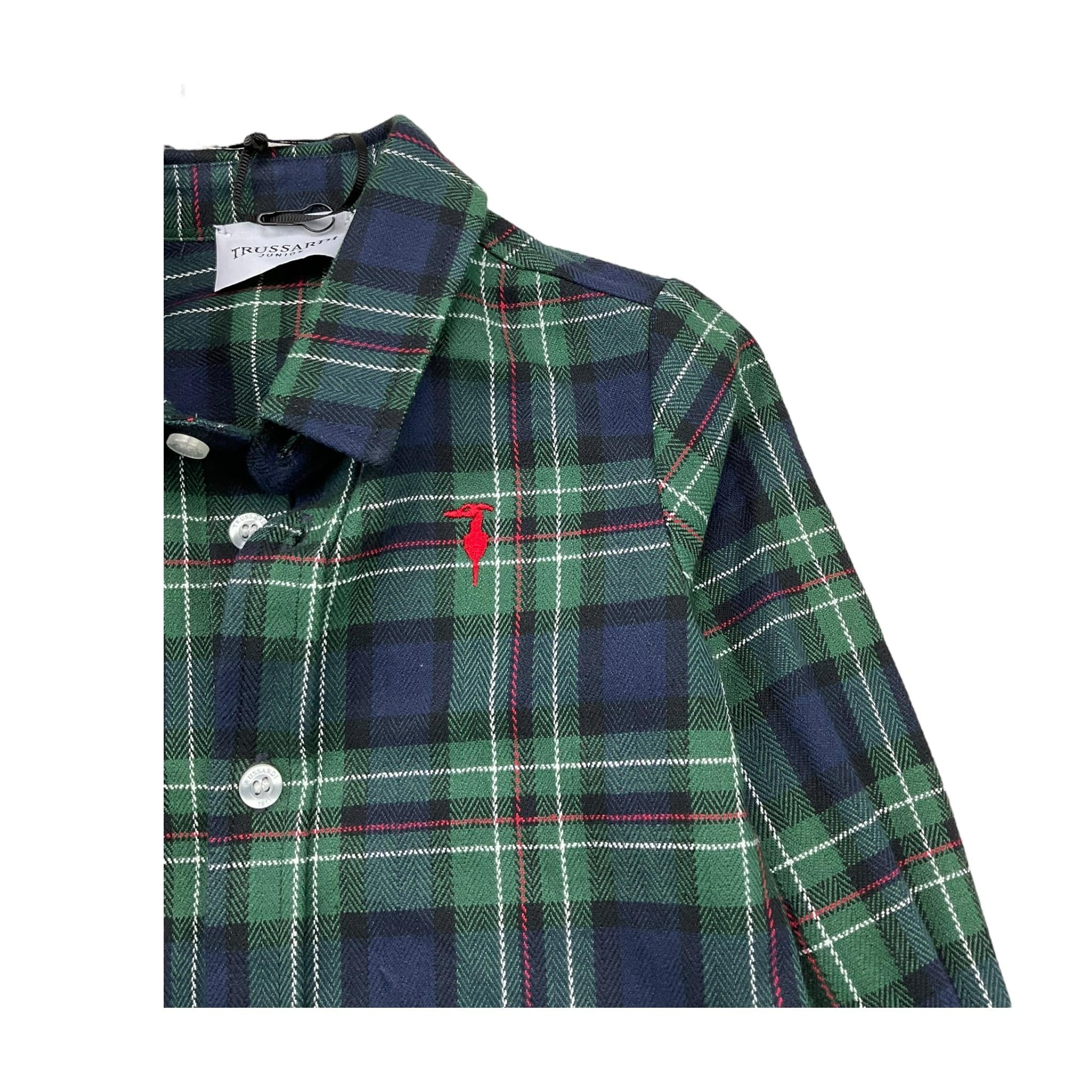 TRUSSARDI camicia manica lunga fantasia scozzese Verde per Neonato TIA25053CA VERDE TRUSSARDI 
