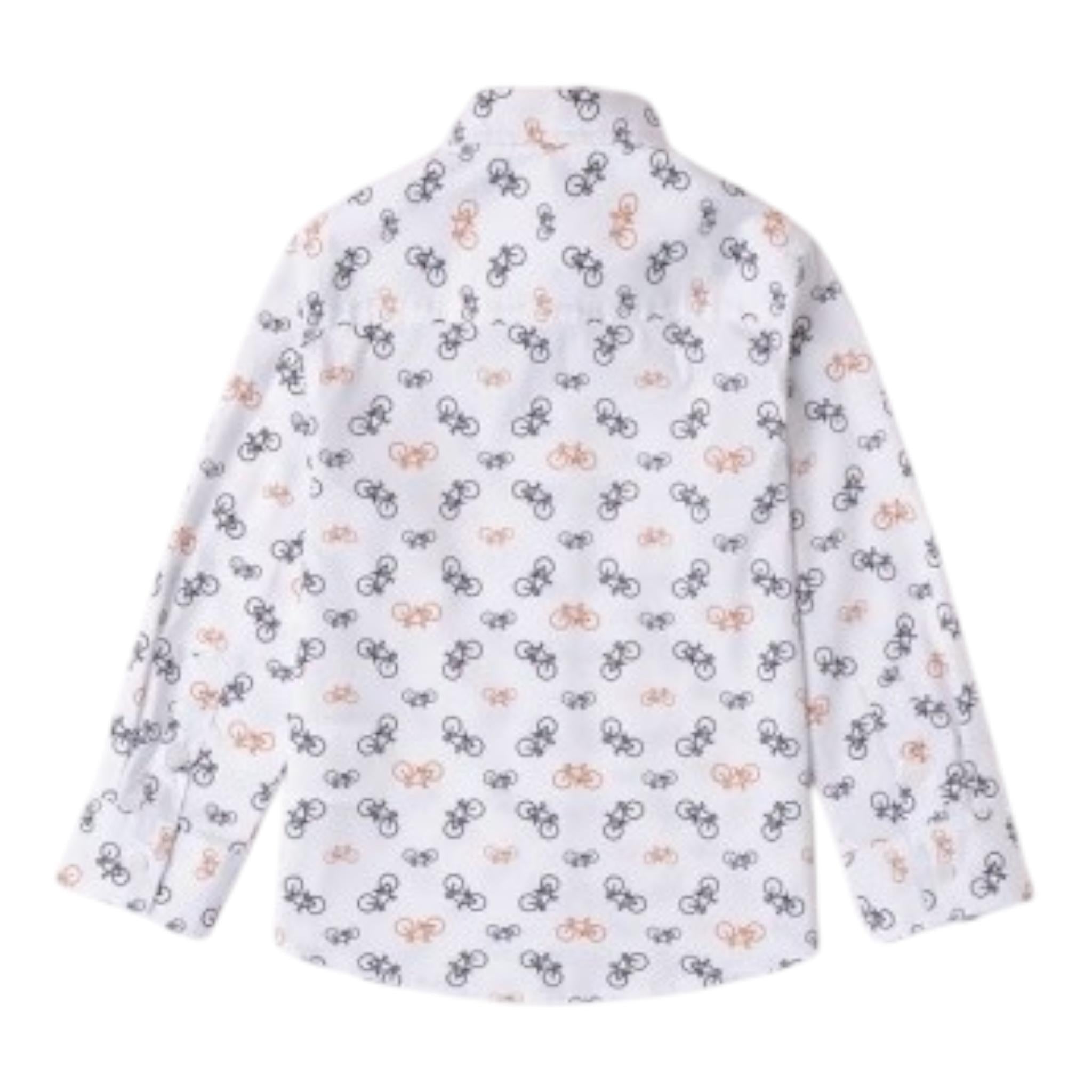 SARABANDA camicia tinta unita con stampa biciclette Bianco per Bambino A122J BIANCO SARABANDA 