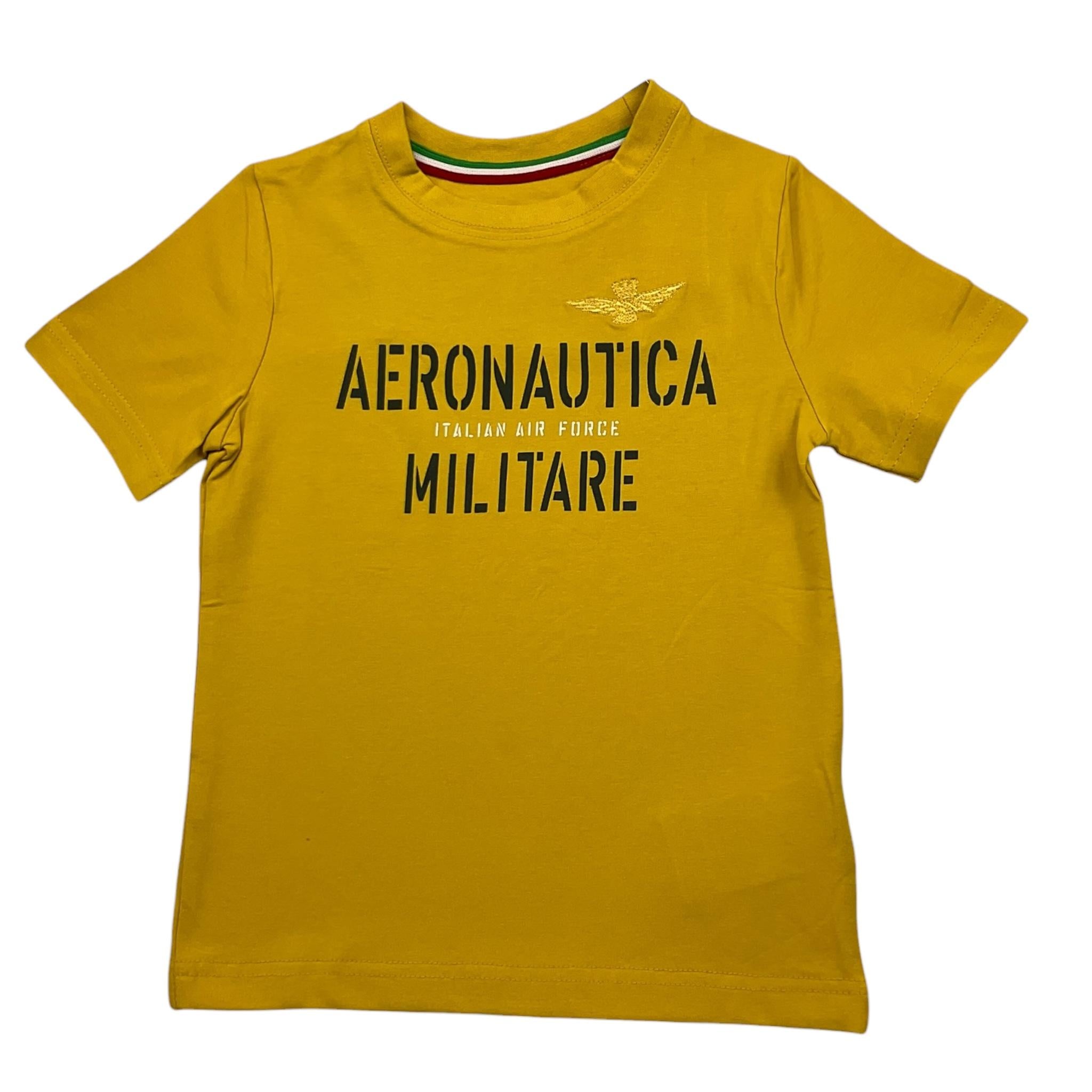 AERONAUTICA MILITARE t-shirt girocollo tinta unita con stampa Giallo per Bambino 242TS0001AJRJ6644 GIALLO AERONAUTICA MILITARE 