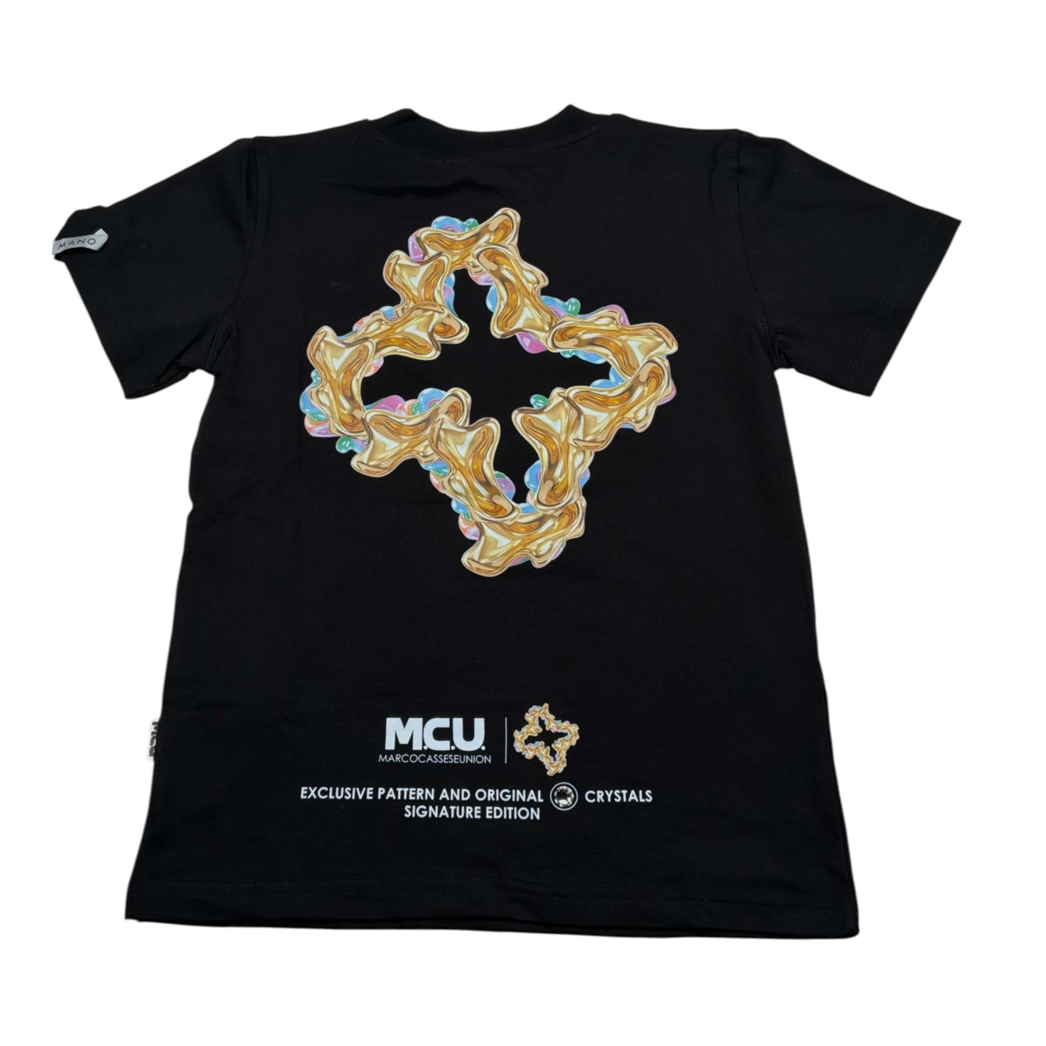 Mcu T-Shirt Girocollo tinta unita con Stampa Nero per Bambino MCU0124 NERO MCU 