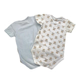 Chicco Set Body 2tlg Zweifarbig mit Weiß/Blau Aufdruck für Neugeborene