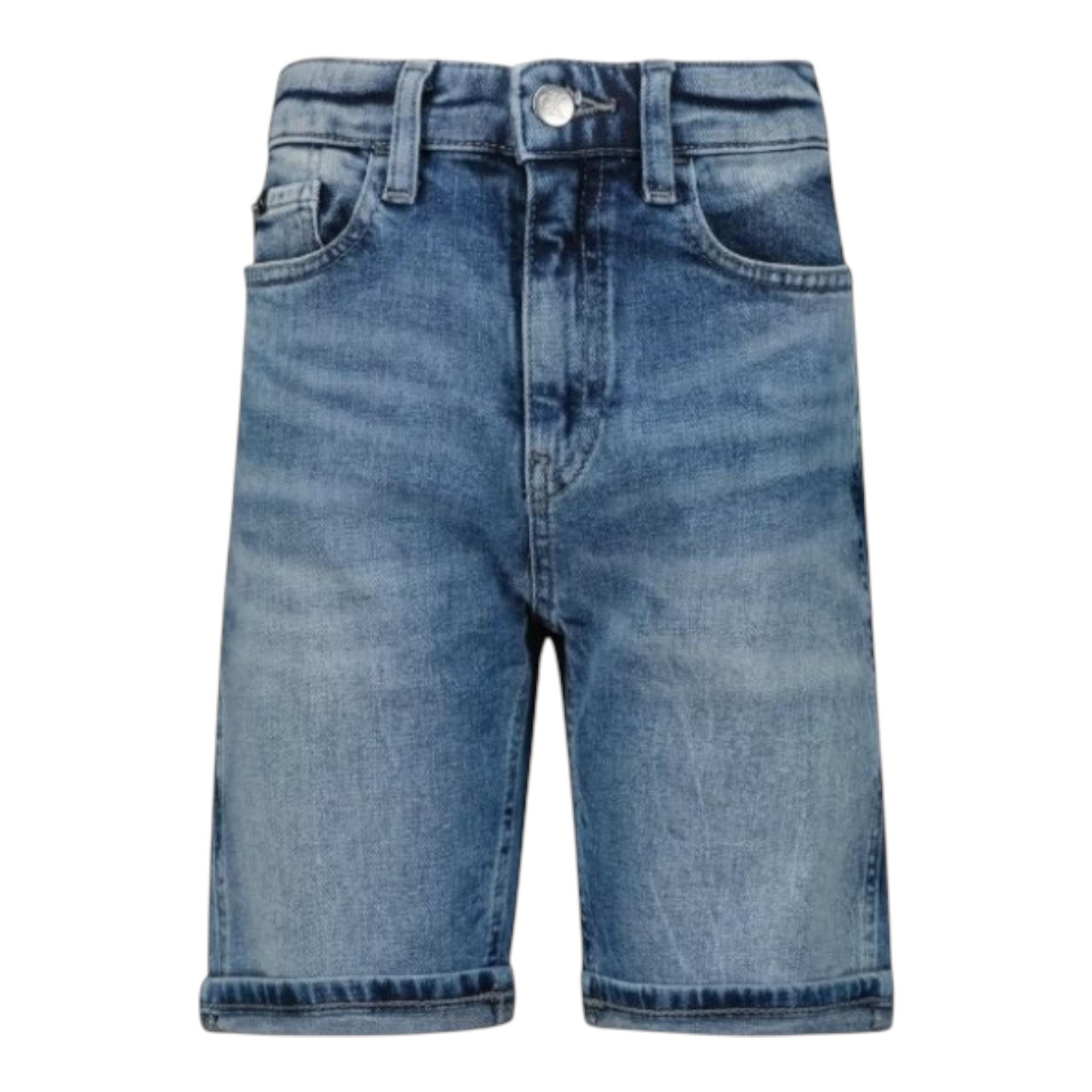 Calvin Klein Bermuda In Denim Tinta Unita per Bambino IB0IB01604 BLU CALVIN KLEIN 