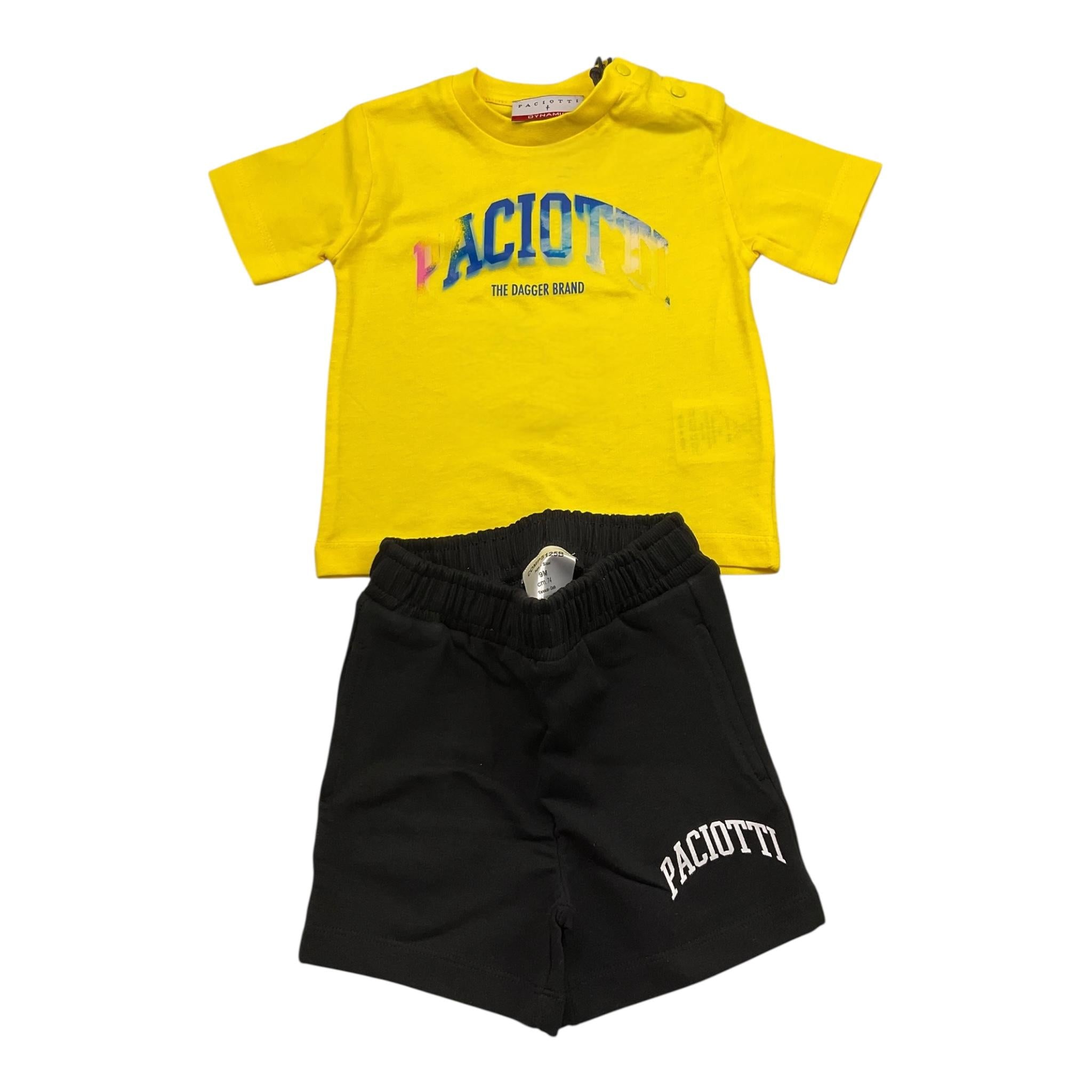 Cesare Paciotti Completo 2 Pezzi T-Shirt-Bermuda Bicolore per Neonato COMP5125B GIALLO/NERO CESARE PACIOTTI 