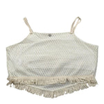 Please Top Tinta Unita con Frangie E Bretelle per Bambina CC90230G72XX PANNA PLEASE 