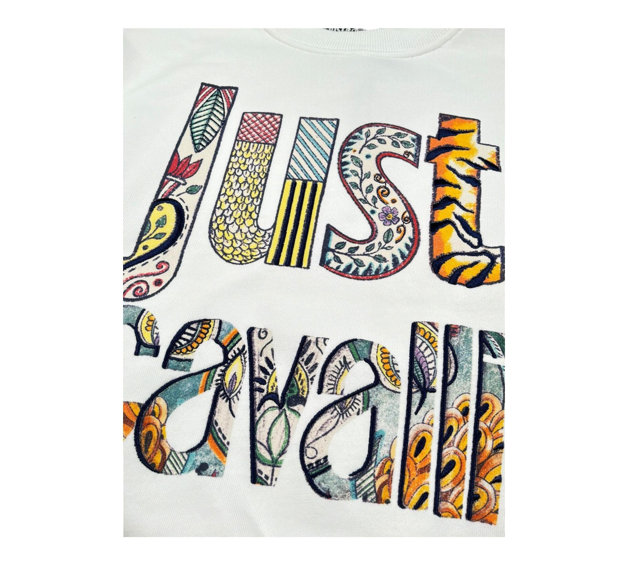 Just Cavalli Felpa Chiusa Girocollo Tinta Unita con Stampa per Bambino JBP26068FE BIANCO JUST CAVALLI 