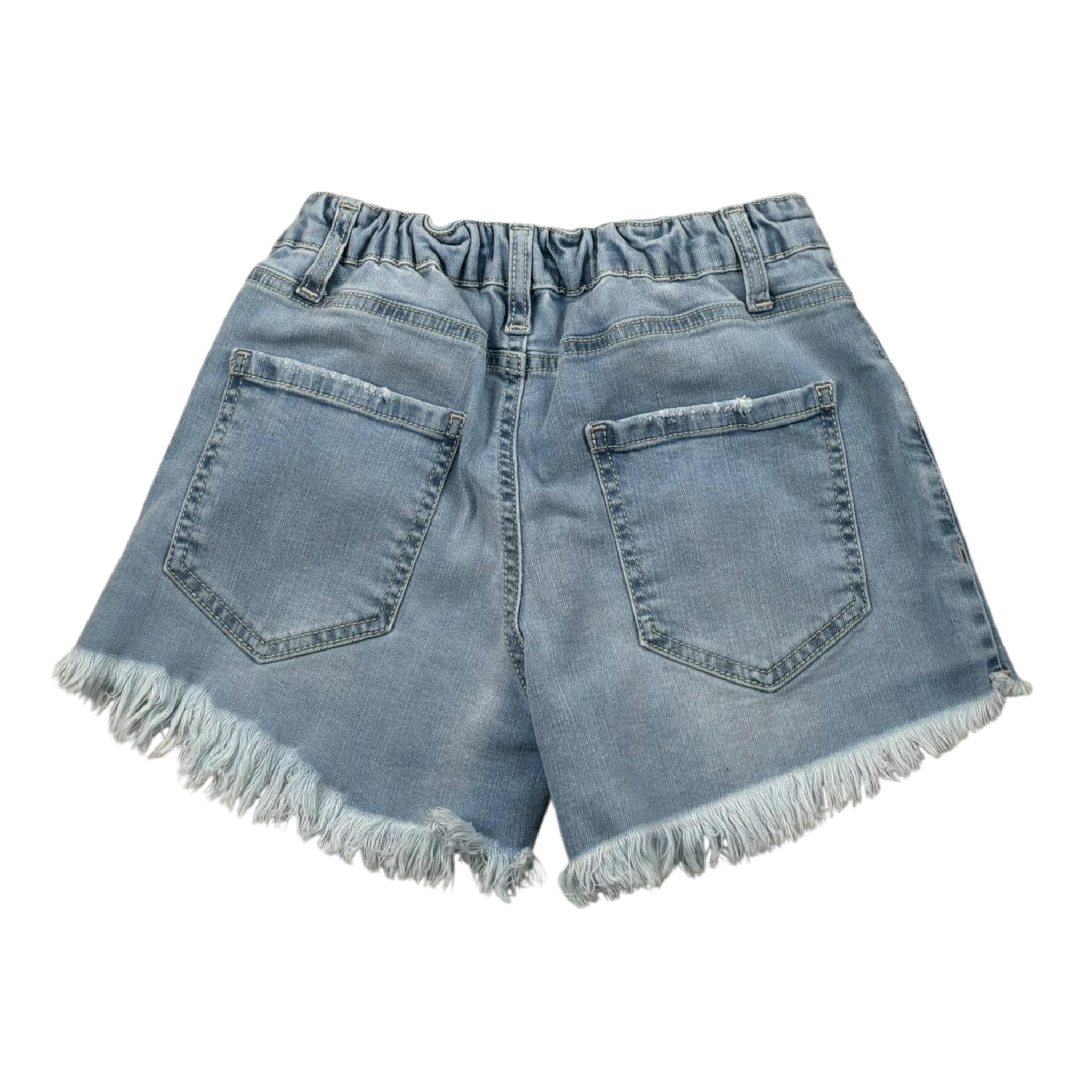 Lu Lu By Miss Grant Short In Denim tinta unita con Elastico In Vita Azzurro per Bambina LL3376 AZZURRO LU LU BY MISS GRANT 