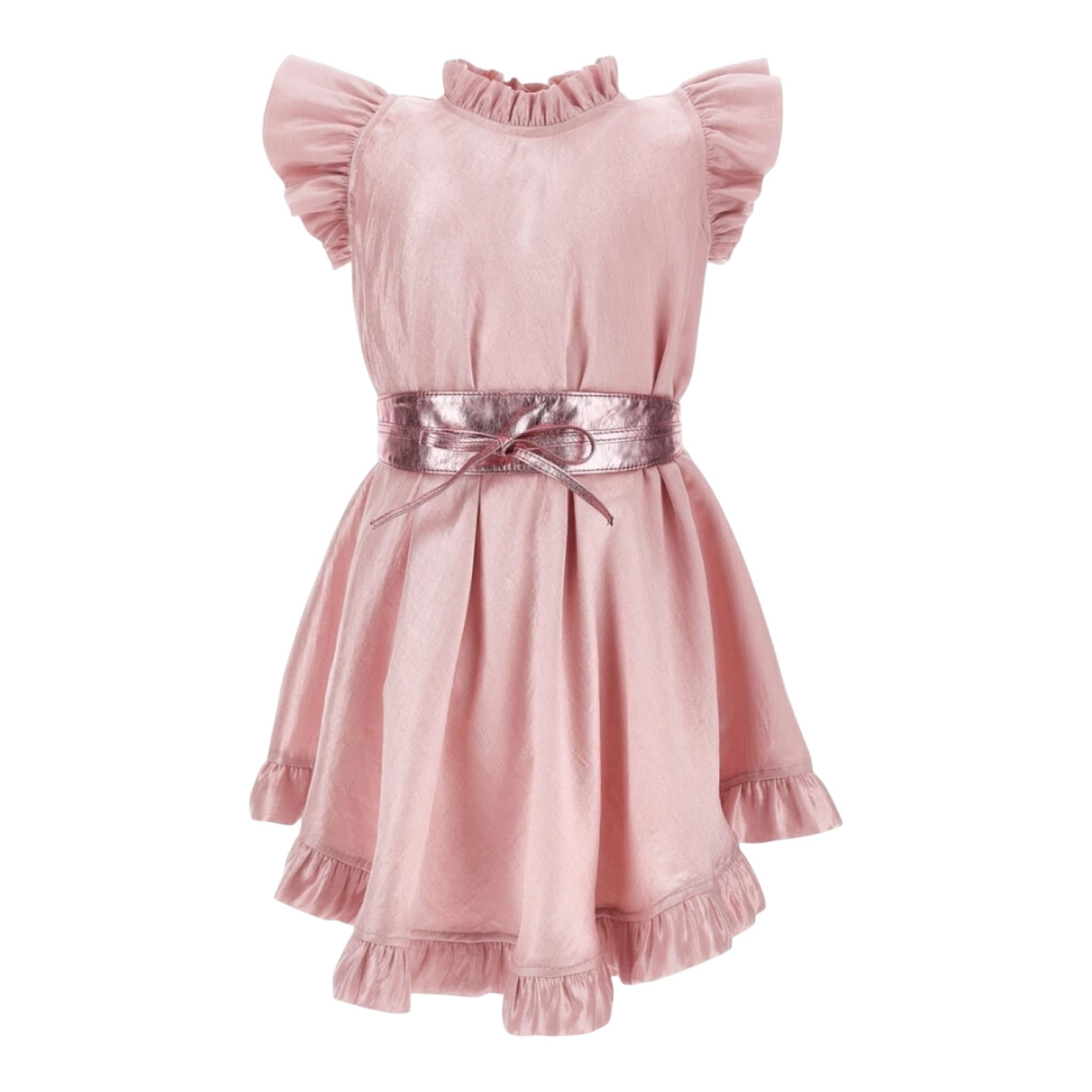 Monnalisa Abito Tinta Unita con Cintura per Bambina 71E915 ROSA MONNALISA 