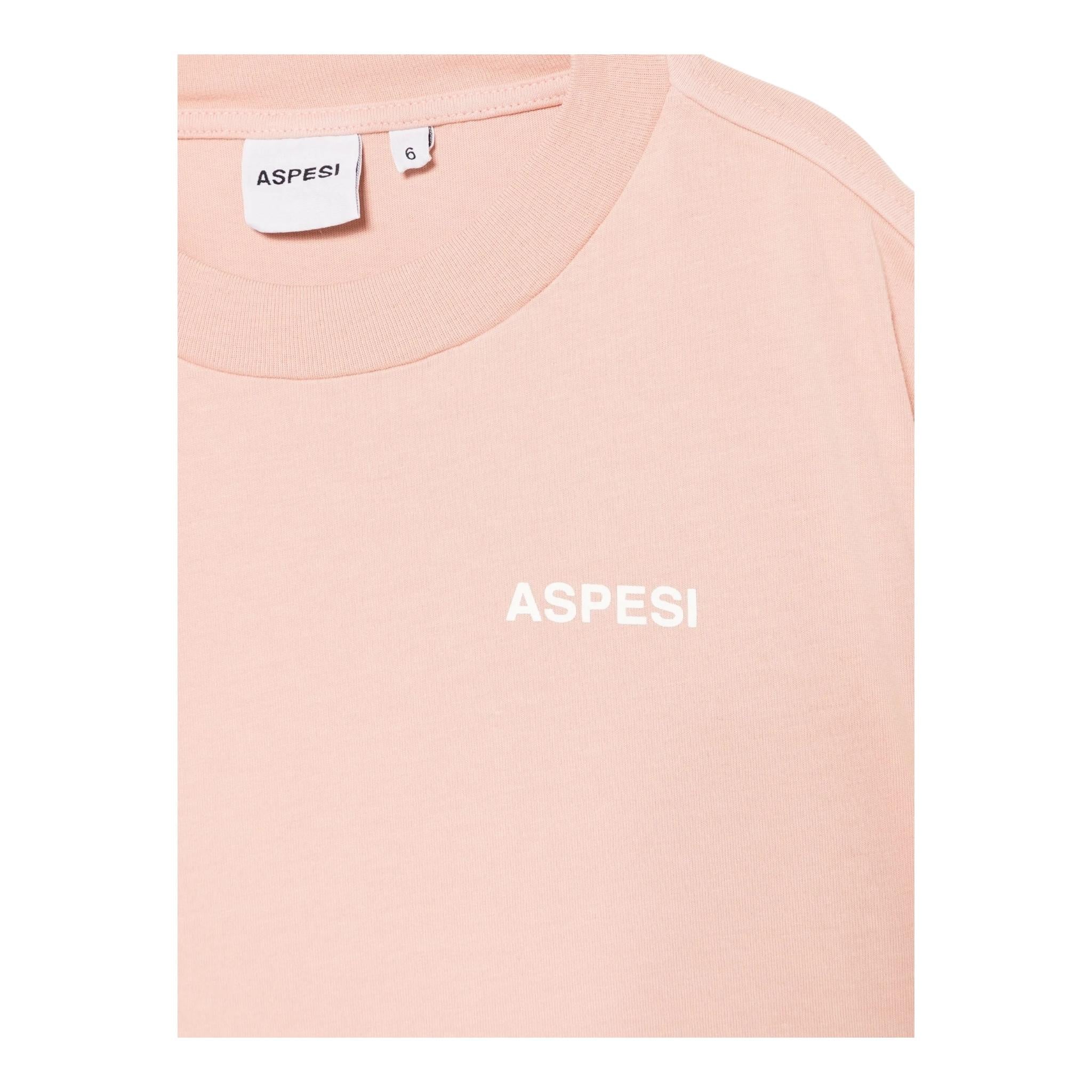 Aspesi T-Shirt Girocollo Tinta Unita con Logo per Bambina S25029TSM7038X ROSA ASPESI 
