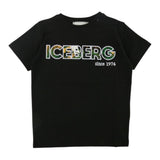 Iceberg – Einfarbiges T-Shirt mit Rundhalsausschnitt und schwarzem Logo-Print für Neugeborene