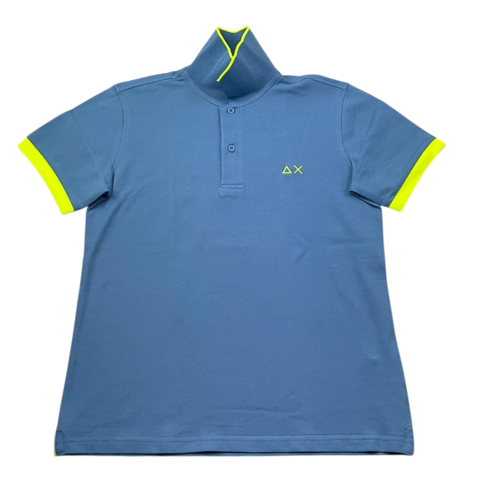 Sun68 Polo Mezza Manica Tinta Unita con Profili In Contrasto per Bambino A35320J AZZURRO SUN68 