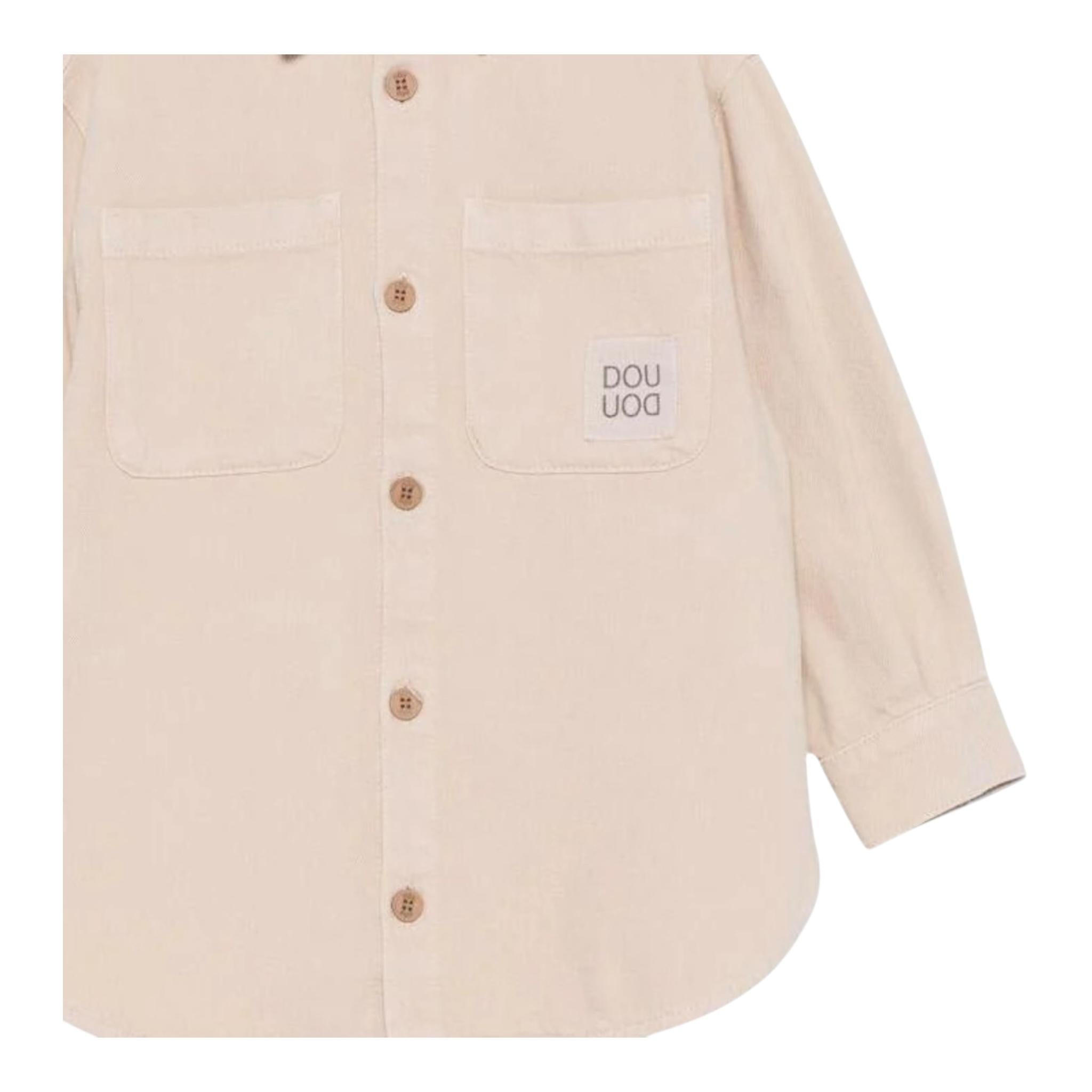 Dou Dou Camicia Tinta Unita con Tasche E Stampa per Bambina DW277 BEIGE DOU DOU 