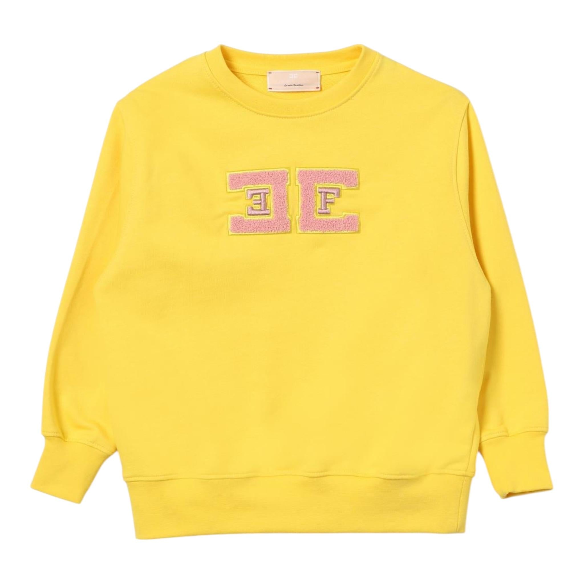 ELISABETTA FRANCHI felpa chiusa girocollo tinta unita con logo Giallo per Bambina EFFE132 GIALLO ELISABETTA FRANCHI 