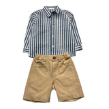 Barcellino Komplettes 2-teiliges Hemd-Bermuda Blau/Beige für Neugeborene