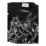 Iceberg T-Shirt Rundhals Einfarbig mit Kontrastdruck Schwarz für Neugeborene