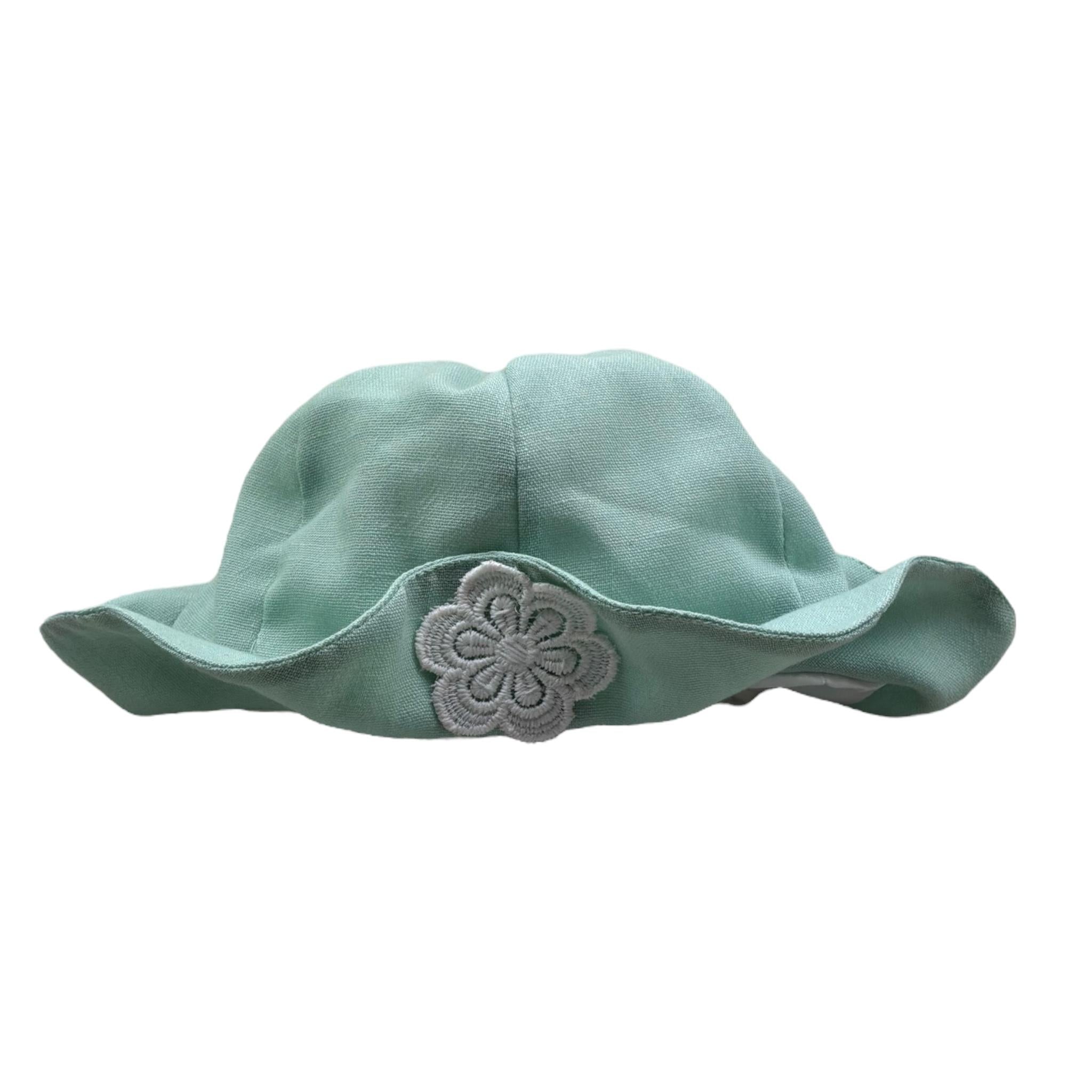 I Delfi Cappello Tinta Unita con Ricamo per Neonata 25P5149 VERDE I DELFI 