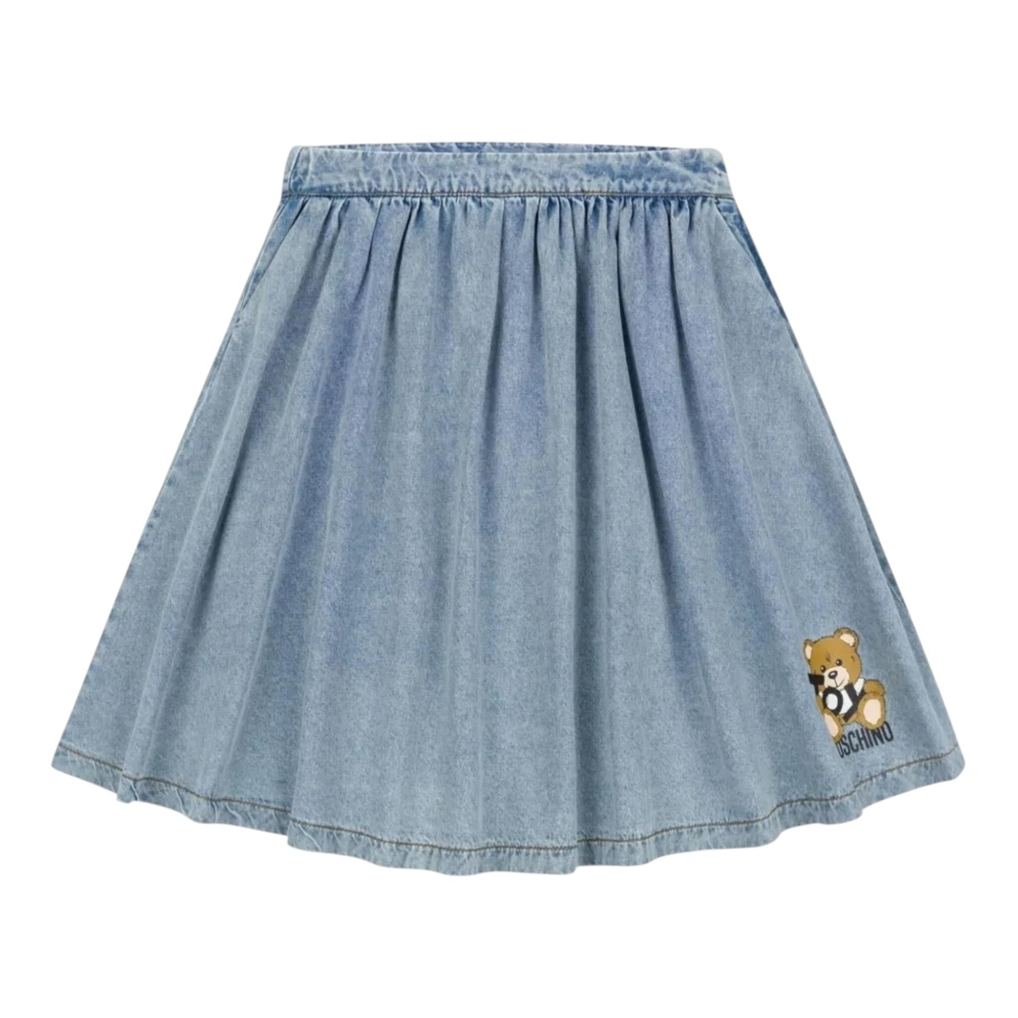 Moschino Gonna Tinta Unita In Denim per Bambina MDJ03L AZZURRO MOSCHINO 