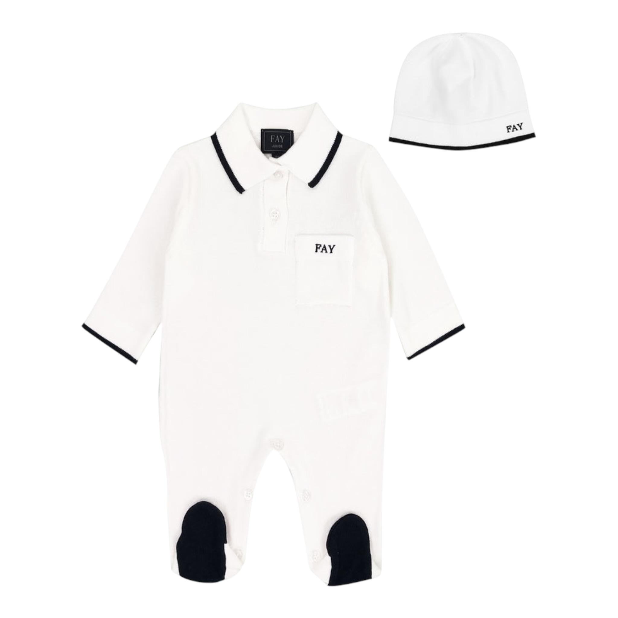 Fay Set Tutina-Cappello Tinta Unita per Neonato FUB520 BIANCO FAY 