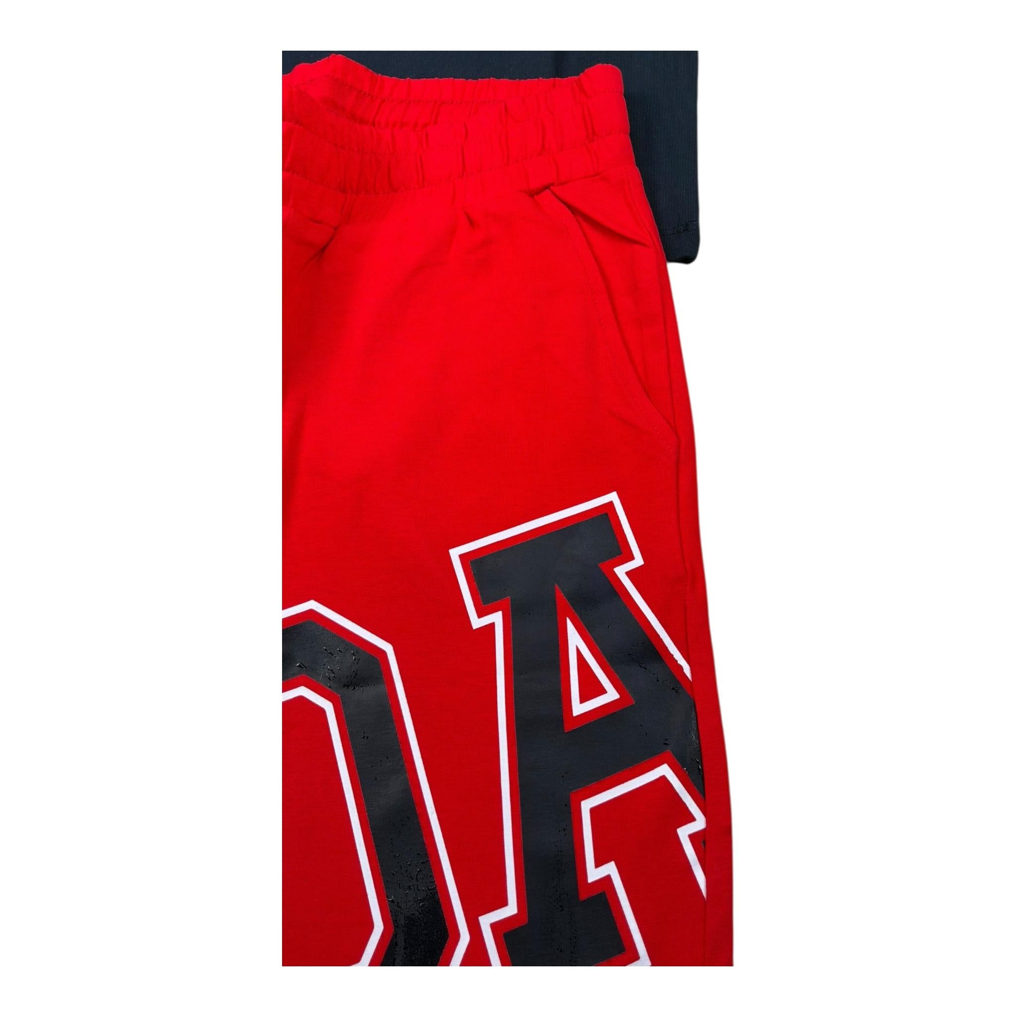 Daniele Alessandrini Completo 2 Pezzi T-Shirt - Bermuda Bicolore per Bambino 1236K00357X ROSSO/BLU DANIELE ALESSANDRINI 