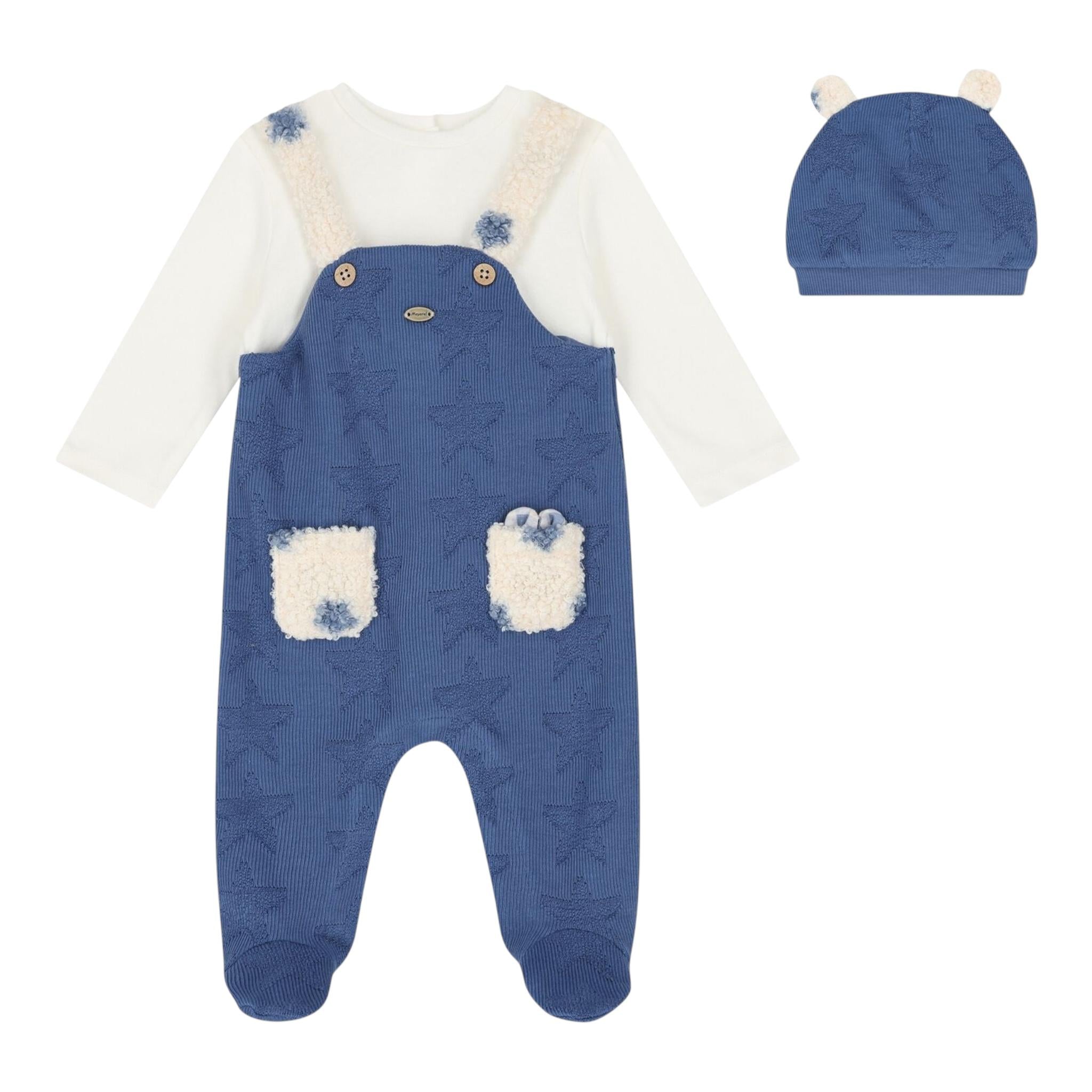 MAYORAL set utina bicolore con salopette e shirt integrata-cappello Bianco/blu per Neonato 2618 BIANCO/BLU MAYORAL 