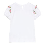 Monnalisa T-Shirt Girocollo Tinta Unita con Applicazioni per Bambina 31E604 BIANCO MONNALISA 