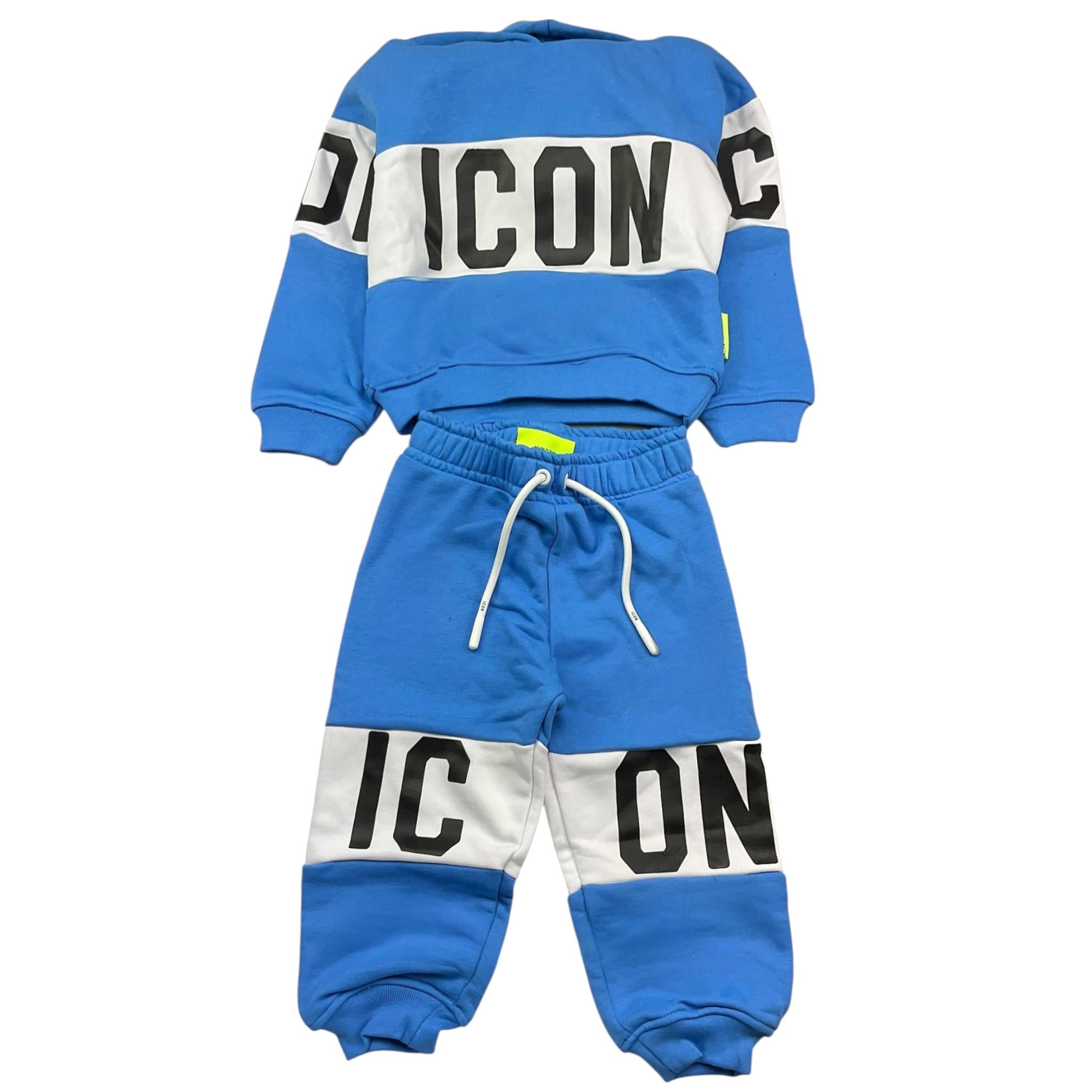 Icon Completo 2 Pezzi Felpa-Pantalone Tinta Unita con Stampa per Neonato INBFS0060 BLU ICON 