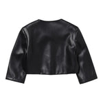 Patrizia Pepe Giubbino Ecopelle Tinta Unita Con Bottone Nero Per Bambina 7O0025 NERO PATRIZIA PEPE 
