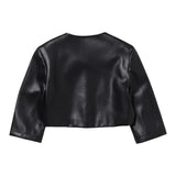 Patrizia Pepe Giubbino Ecopelle Tinta Unita Con Bottone Nero Per Bambina 7O0025 NERO PATRIZIA PEPE 