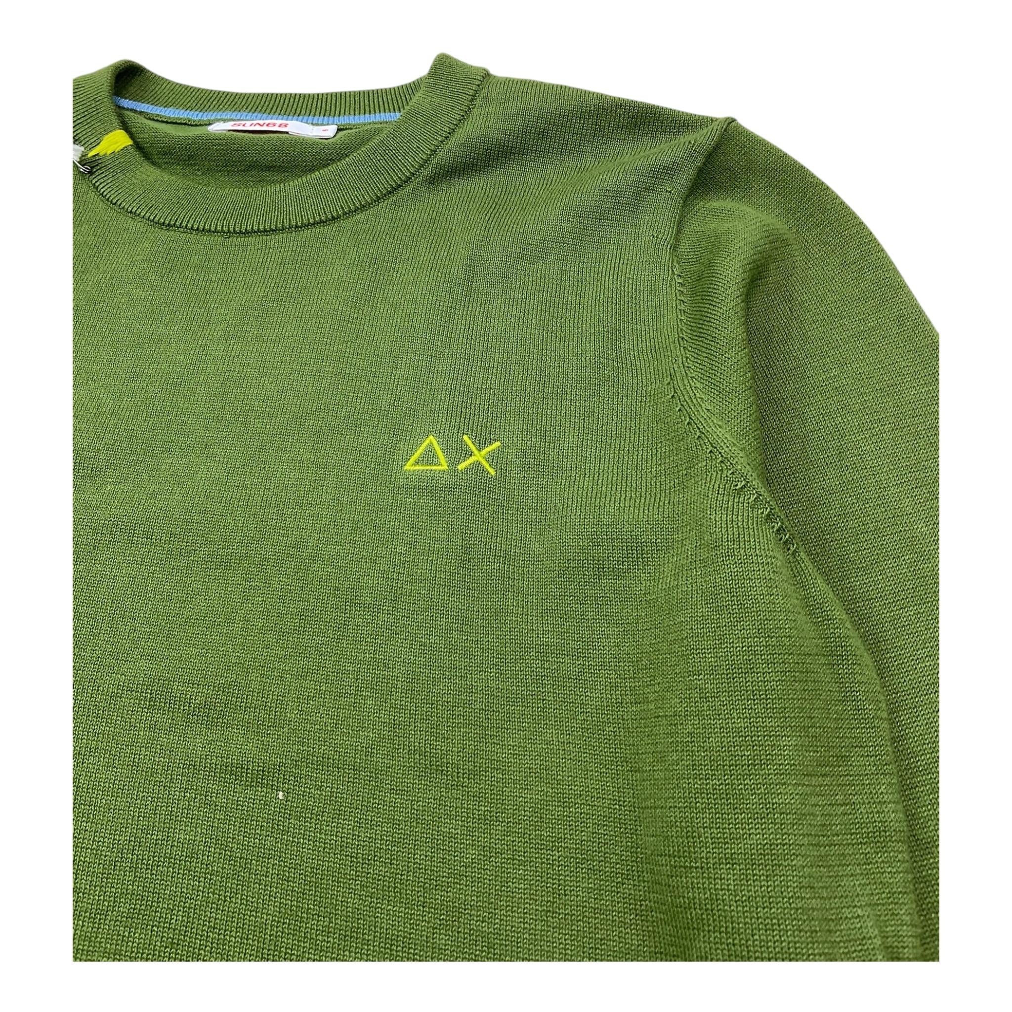 Sun68 Maglia Girocollo Tinta Unita con Logo per Bambino CPK35301 VERDE SUN68 
