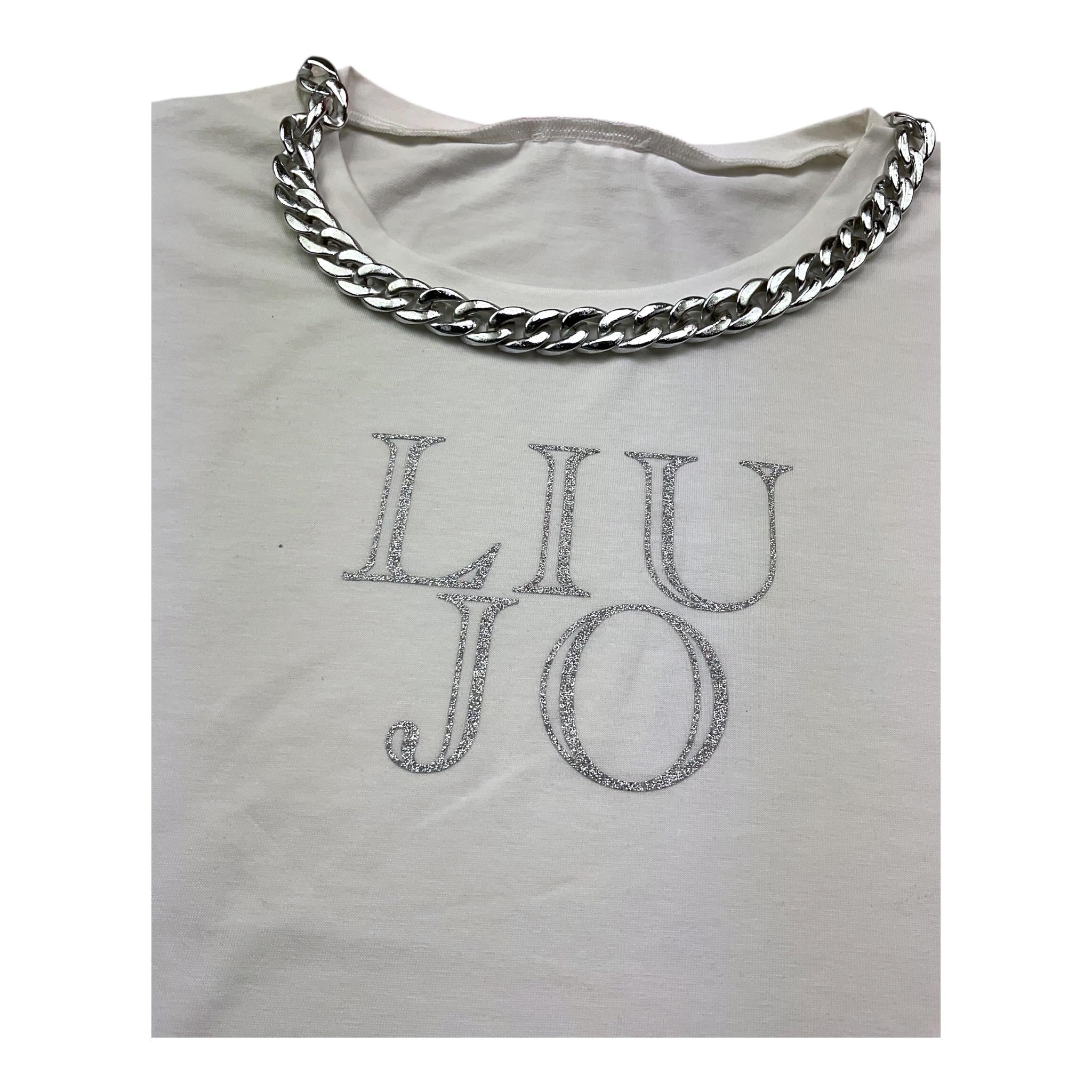 Liu Jo T-Shirt Girocollo Tinta Unita con Stampa per Bambina GA5165 BIANCO LIU JO 