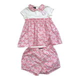 Versace Set Zweifarbiges Kleid-Coulotte Weiß/Rosa Für Baby Mädchen