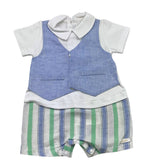 Barcellino Pagliaccetto Bicolore con Finto Gilet per Neonato 100403 AZZURRO BARCELLINO 