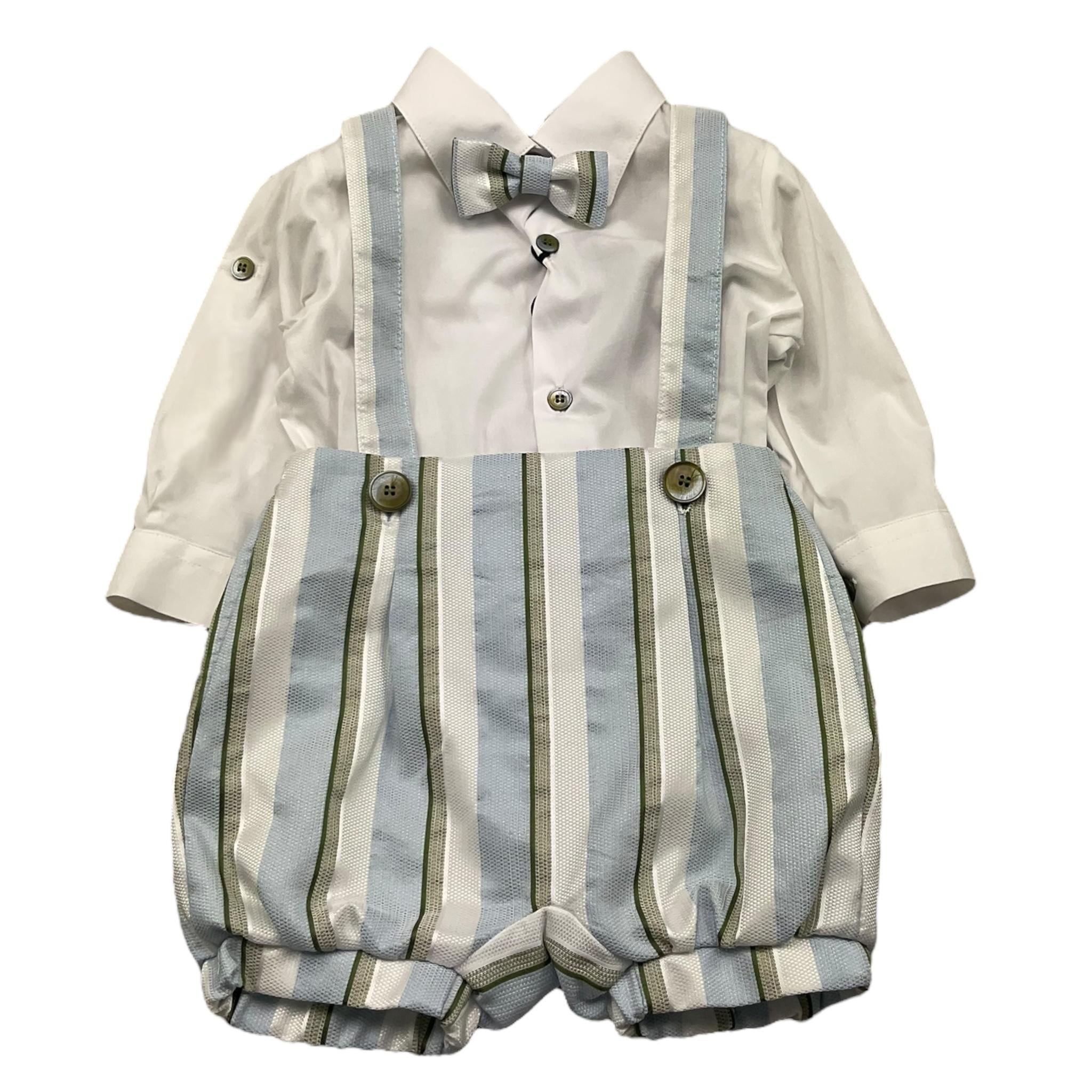 Colori Chiari Completo 3 Pezzi Camicia-Salopette-Papillon per Neonato MN308100 BIANCO COLORI CHIARI 