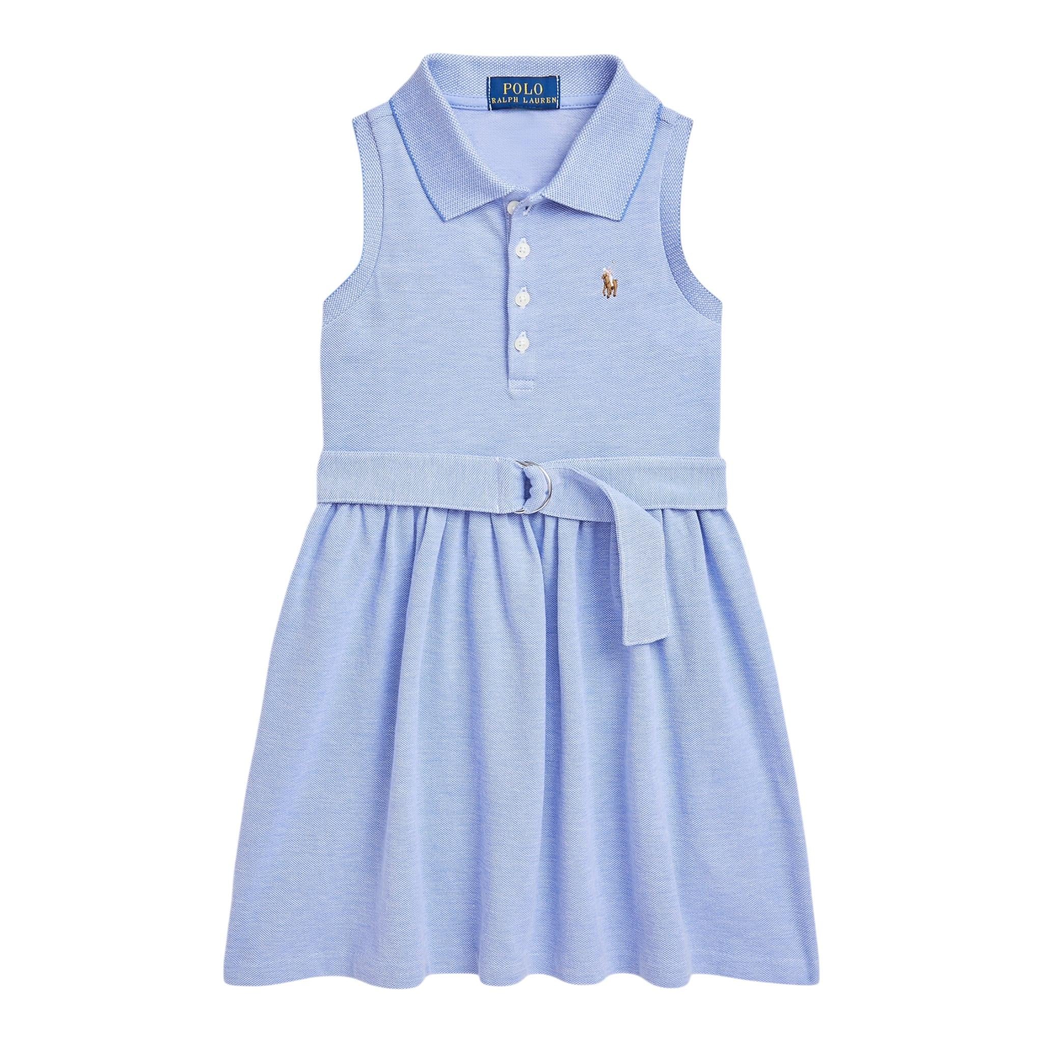 Ralph Lauren Abito Giromanica Tinta Unita per Bambina 313965176003 AZZURRO POLVERE RALPH LAUREN 