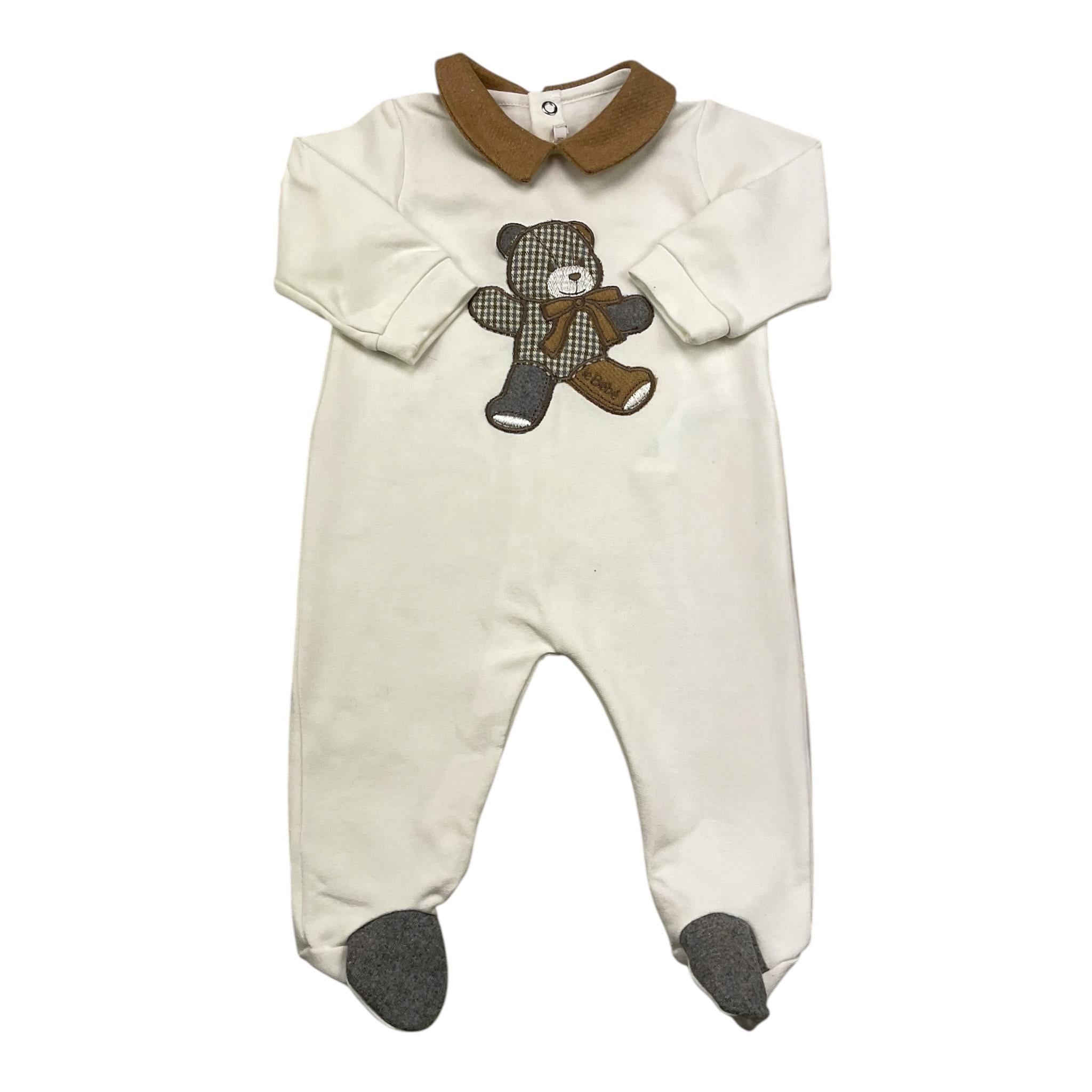 LE BEBE' tutina manica lunga tinta unita con stampa in contrasto Panna per Neonato LBB4663 PANNA LE BEBE' 