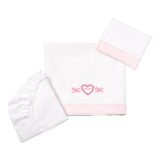 Monnalisa Set 3 Pezzi Lenzuola Tinta Unita con Stampa per Neonata 35D004 BIANCO MONNALISA 