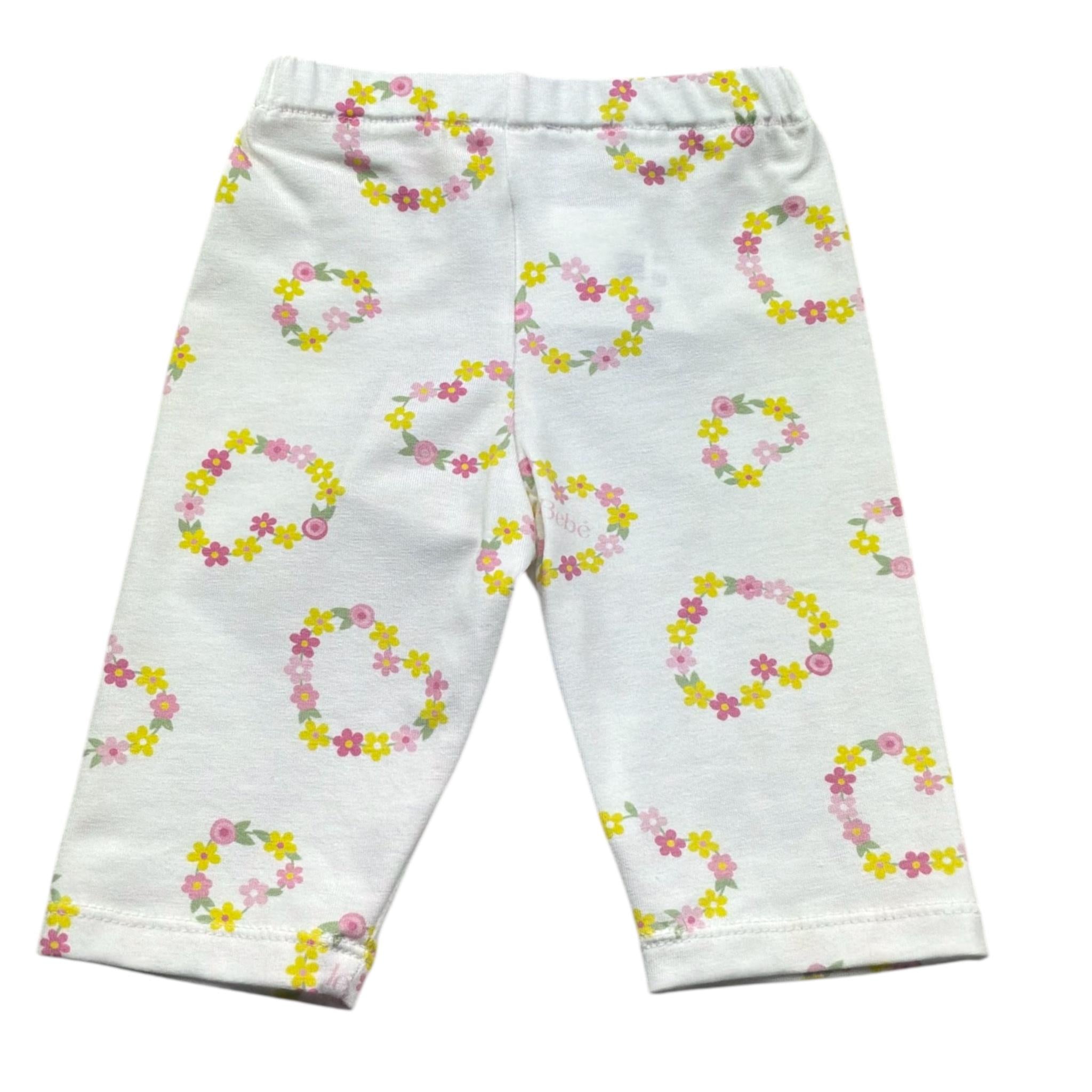 Le Bebe Leggins Tinta Unita con Stampa Fiori per Neonata LBG6264 BIANCO LE BEBE 