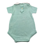 Babidu Baby-Strampler, halbe Ärmel, einfarbig, mit aquagrüner Durchbrechung