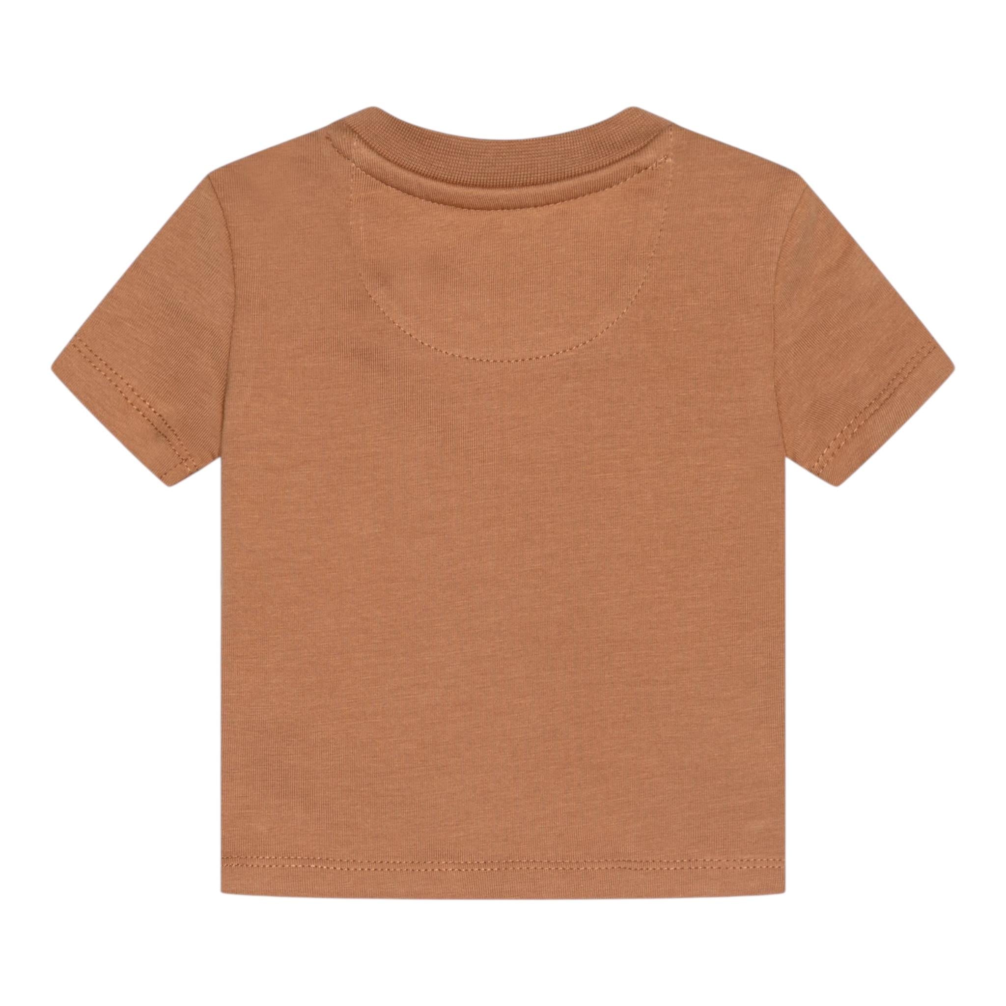 Calvin Klein T-Shirt Girocollo Tinta Unita con Logo per Neonato IN0IN0001 CAMMELLO CALVIN KLEIN 